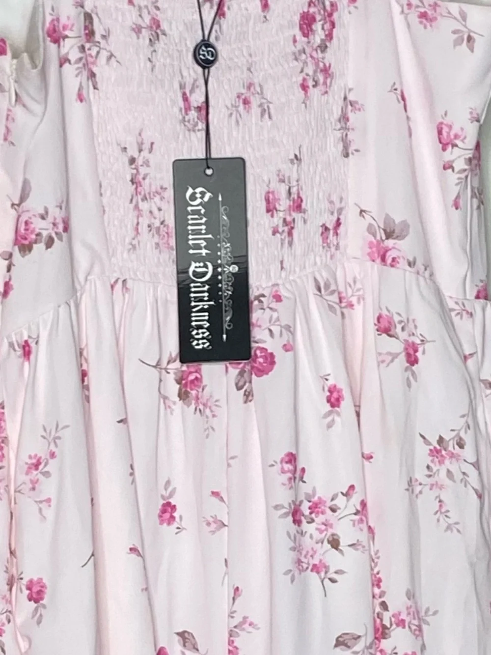NWTSCARLET DARKNESS Pink Floral Midi Dress Corset Milkmaid Cottagecore Pockets M